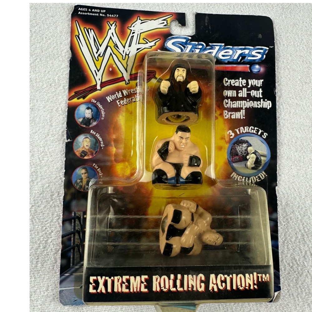 1999 Hasbro | WWF Sliders Figures | The Rock Undertaker Ken Shamrock